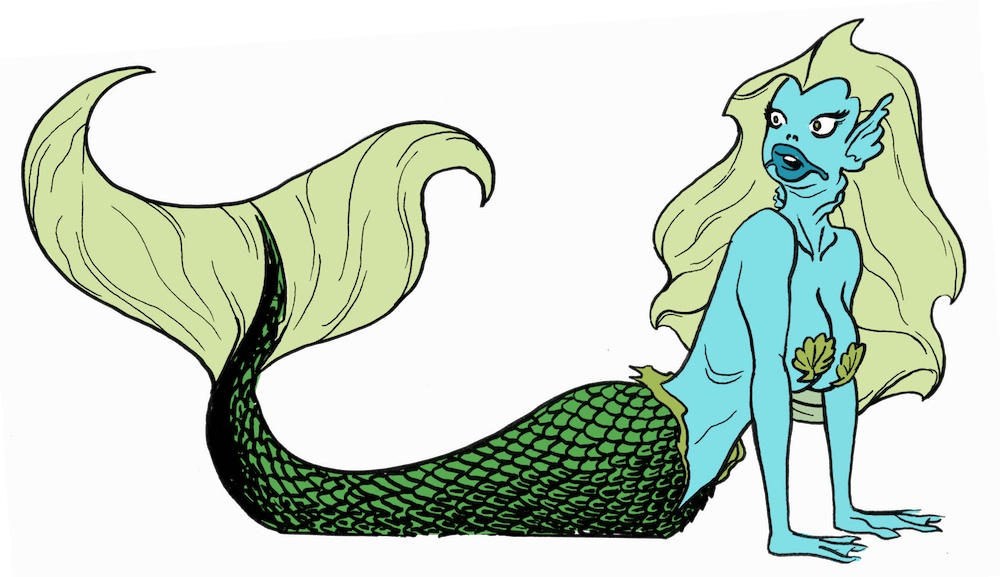 First drawing of Wanda, the mermaid character from Live Nude Ghouls.